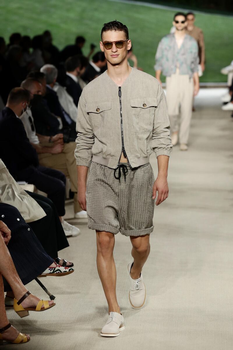 A model walks the runway during the Giorgio Armani show at Milan Men's Fashion Week on June 21, 2021 in Milan, Italy. Getty Images