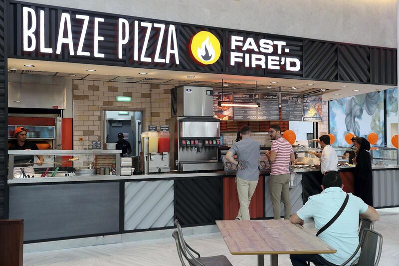 ABU DHABI ,  UNITED ARAB EMIRATES , SEPTEMBER 4 – 2019 :- Blaze Pizza at the new expansion of The Galleria on Al Maryah Island in Abu Dhabi. ( Pawan Singh / The National ) For Lifestyle