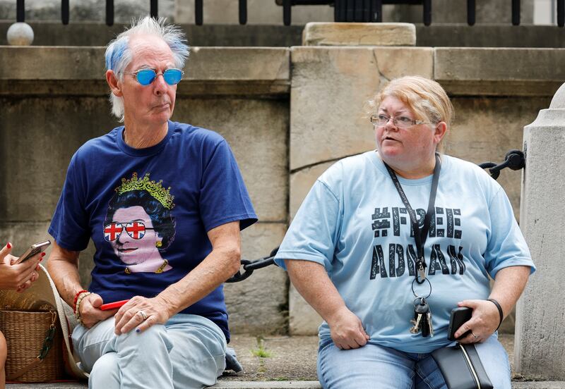 Supporters gather outside the Baltimore City Circuit Courthouse. Reuters