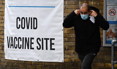 epa09226468 A man exits a Covid vaccine centre in central London, Britain, 25 May 2021. The government is coming under pressure to answer questions over its apparent failure to notify local health chiefs of crucial Covid-19 travel advice.  EPA/ANDY RAIN