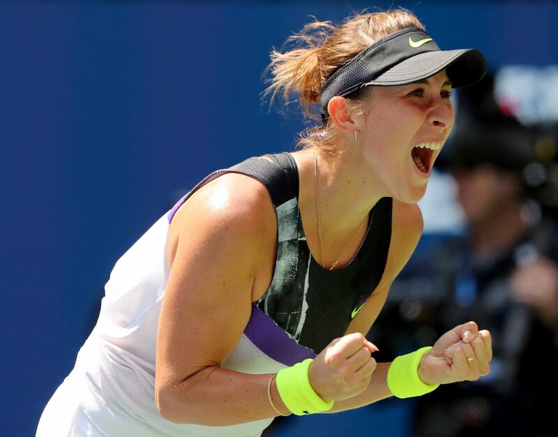 NEW YORK, NEW YORK - SEPTEMBER 04: Belinda Bencic of Switzerland celebrates after winning her Women's Singles quarterfinal match against Donna Vekic of Croatia on day ten of the 2019 US Open at the USTA Billie Jean King National Tennis Center on September 04, 2019 in the Queens borough of New York City.   Mike Stobe/Getty Images/AFP
== FOR NEWSPAPERS, INTERNET, TELCOS & TELEVISION USE ONLY ==
