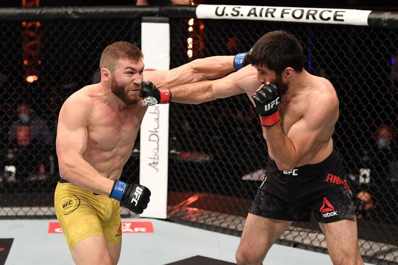 Magomed Ankalaev punches  Ion Cutelaba. Getty