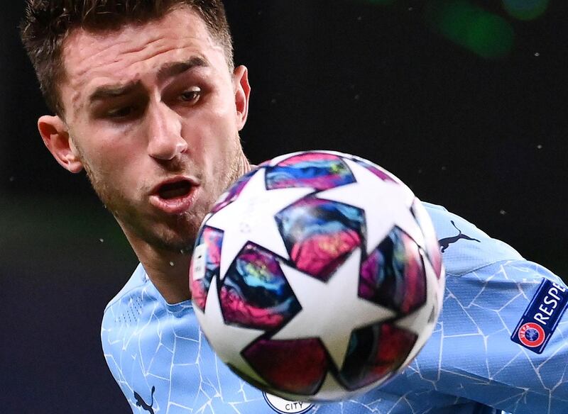 Soccer Football - Champions League Quarter Final - Manchester City v Olympique Lyonnais - Jose Alvalade Stadium, Lisbon, Portugal - August 15, 2020 Manchester City's Aymeric Laporte in action, as play resumes behind closed doors following the outbreak of the coronavirus disease (COVID-19)  Franck Fife/Pool via REUTERS