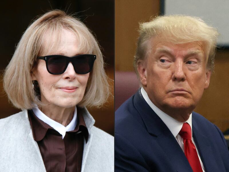 Writer E Jean Carroll and former US president Donald Trump. AFP