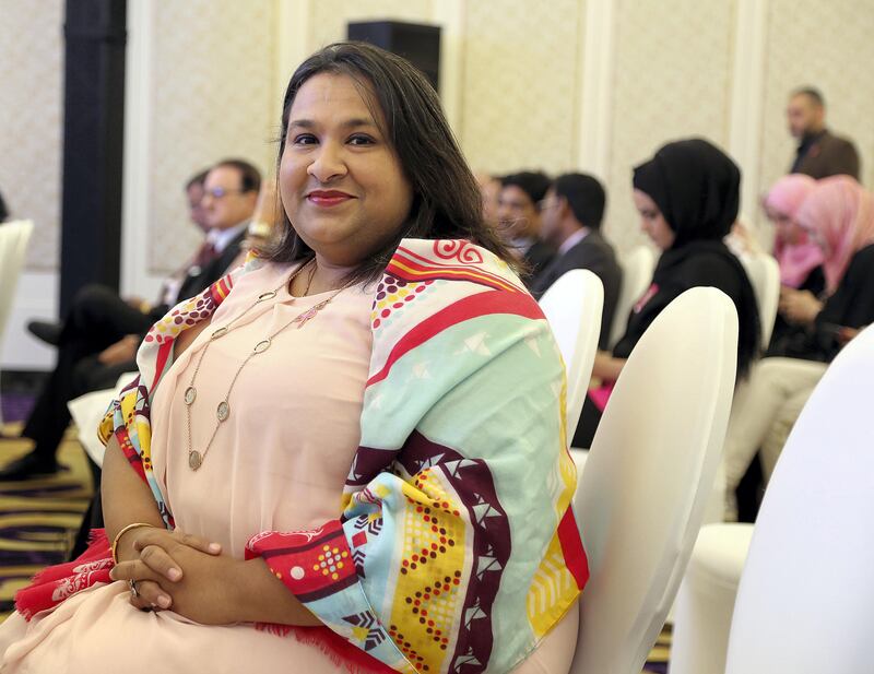 Dubai, 02, Oct, 2017 :  Umaima Tinwala  a cancer survivor pose during the interview at the launch of Pink it Now in Dubai.  Satish Kumar / For the National / Story by Nick Webster