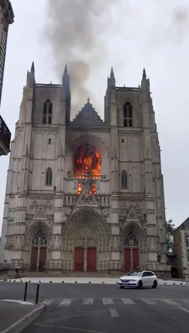 General view of fire at the cathedral. Ludovic Stang via Reuters