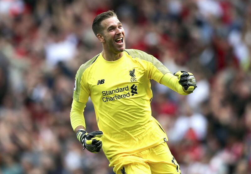 LIVERPOOL, ENGLAND - SEPTEMBER 14: Adrian of Liverpool celebrates his sides third goal during the Premier League match between Liverpool FC and Newcastle United at Anfield on September 14, 2019 in Liverpool, United Kingdom. (Photo by Jan Kruger/Getty Images)