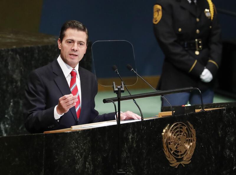 Mexican President Enrique Pena Nieto addresses the General Debate of the General Assembly of the United Nations at United Nations Headquarters.  EPA