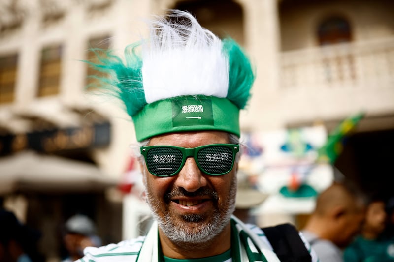A Saudi Arabia fan in Souq Waqif. Reuters