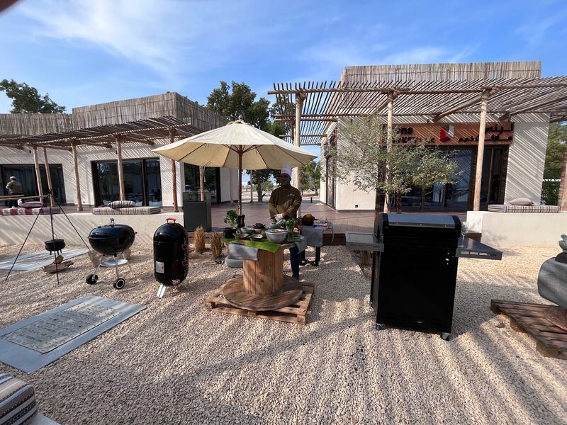 The campsite within a nature reserve in MIrfa has all the facilities you need for an escape to the great outdoors, like this community barbecue area.