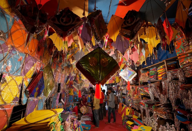 Kites on display ahead of Makar Sankranti in Hyderabad. AP