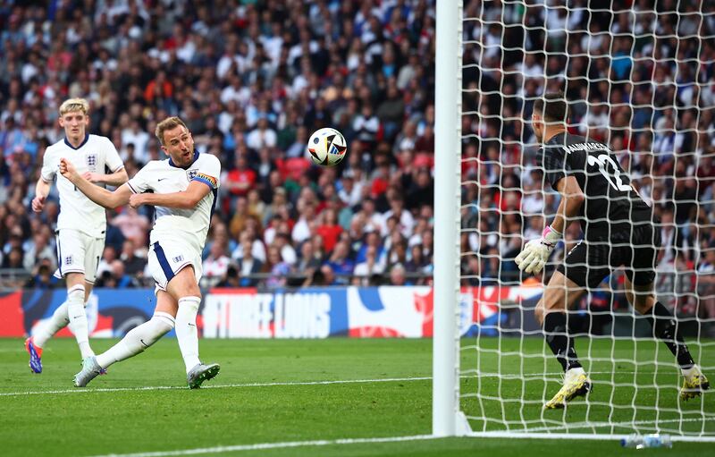 Harry Kane misses a chance for England. Reuters