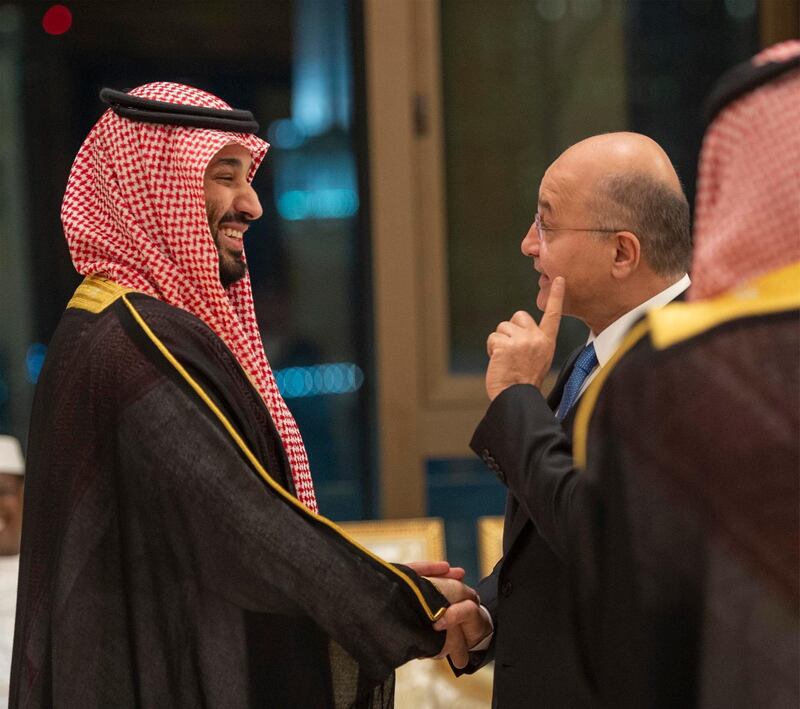 epa07617748 A handout photo made available by the Saudi Royal Court shows Saudi Crown Prince Mohammad bin Salman talks to Iraq's President Barham Salih during the Islamic Summit of the Organization of Islamic Cooperation (OIC) in Mecca, Saudi Arabia, 30 May 2019 (issued on 01 June 2019). Muslim leaders from 57 nations gathered in Mecca to discuss the developments regarding Iran, Palestinian statehood and others. Saudi Arabia's King Salman slammed Iran over recent attacks on Saudi and Emirates oil ships describing the incidents in a speech as "terrorist acts"  and "grave danger" endanger international energy supplies.  EPA/Bandar al-Galoud / Saudi Royal Palace HANDOUT HANDOUT EDITORIAL USE ONLY/NO SALES HANDOUT EDITORIAL USE ONLY/NO SALES