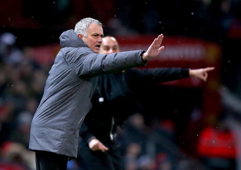 epa06381917 Manchester United's manager Jose Mourinho (L) and Manchester City's manager Pep Guardiola (R) during the English premier league soccer match between Manchester united and Manchester City at Old Trafford Stadium in Manchester, Britain, 10 December 2017.  EPA/Nigel Roddis EDITORIAL USE ONLY. No use with unauthorized audio, video, data, fixture lists, club/league logos or 'live' services. Online in-match use limited to 75 images, no video emulation. No use in betting, games or single club/league/player publications