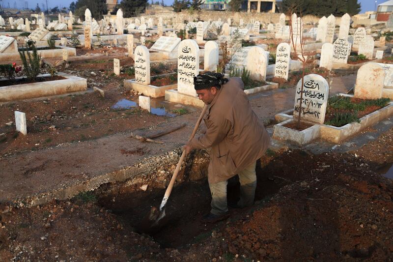 Abdul Mohsen Latif is a gravedigger in one of Idlib’s cemeteries. The cemetery is not big enough to bury people killed by bombings and the coronavirus, he says.