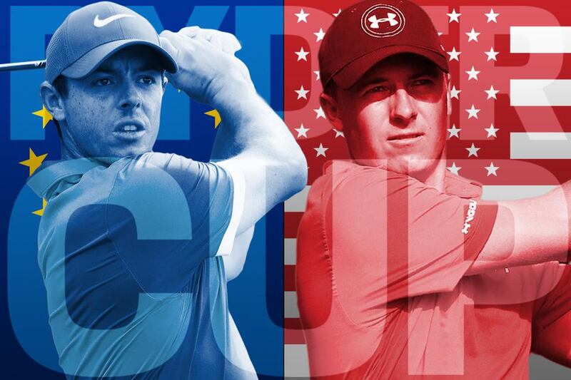 Europe's Rory McIlroy and USA's Jordan Spieth. AFP photos; The National illustration