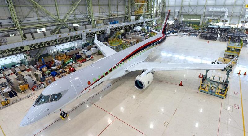 Mitsubishi Aircraft Company, a subsidiary of Mitsubishi Heavy Industries, is offering two versions of its new aircraft – the 88-seat MRJ90, above, and the 76-seat MRJ70. EPA