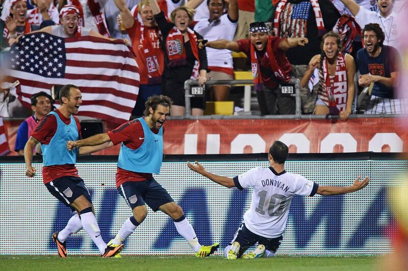 Landon Donovan and his teammates on the US national team have had a lot more to celebrate of late.  Jamie Sabau/Getty Images