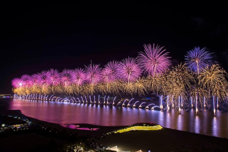 Ras Al Khaimah, United Arab Emirates: Fireworks at Waldorf Astoria, Al Hamra Island, RAK.  Leslie Pableo for The National