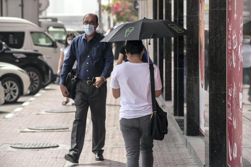 DUBAI, UNITED ARAB EMIRATES. 12 MARCH 2021. Dusty weather with wind in Dubai limits visability. (Photo: Antonie Robertson/The National) Journalist: None. Section: National.