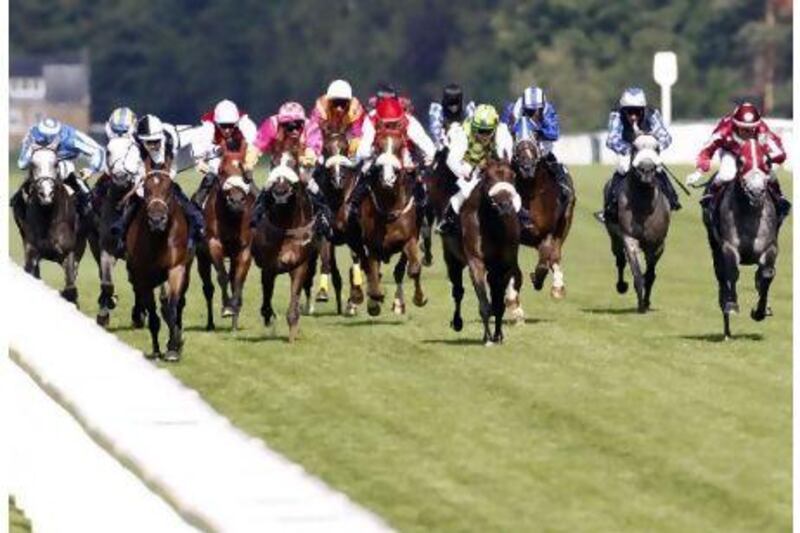 Nayef Al Khalidiah, ridden by Christophe Lemaire, front left, on its way to a victory at The President Of The UAE Cup in Ascot in 2009. More than 30,000 spectators are expected to visit Ascot this year.