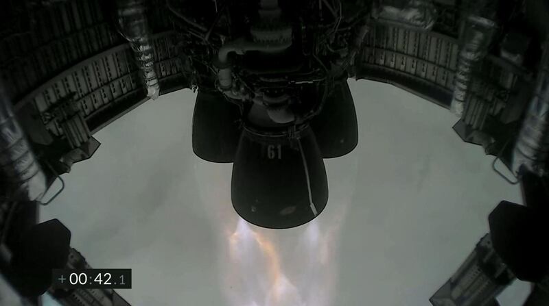 Screengrab made from SpaceX's live webcast shows the Starship SN15 during launch from Boca Chica, Texas. SpaceX successfully landed its prototype Starship rocket on its fifth attempt. AFP