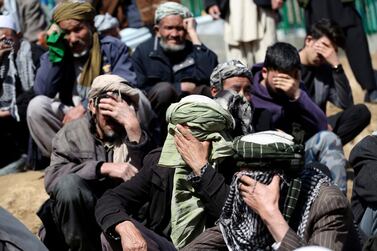 Relatives and family members attend the funeral on March 7, 2020 of a victim of the ISIS attack on a ceremony in Kabul a day earlier. AP Photo