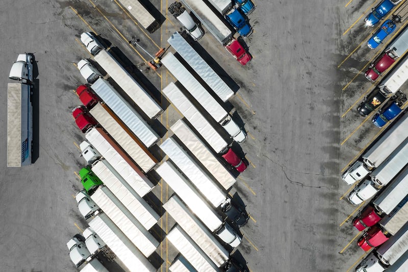 Semi trucks in Maryland. By 2025, more than 80 per cent of new supply chain applications will use AI and data science in some way, according to Gartner. AFP
