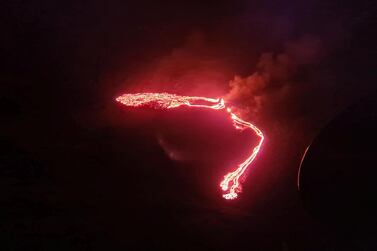 Lava streams from near Fagradalsfjall, a mountain on the Reykjanes Peninsula, after weeks of seismic activity. Reuters