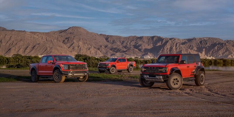 Ford's trio of Raptors has arrived in the Middle East. All photos: Ford