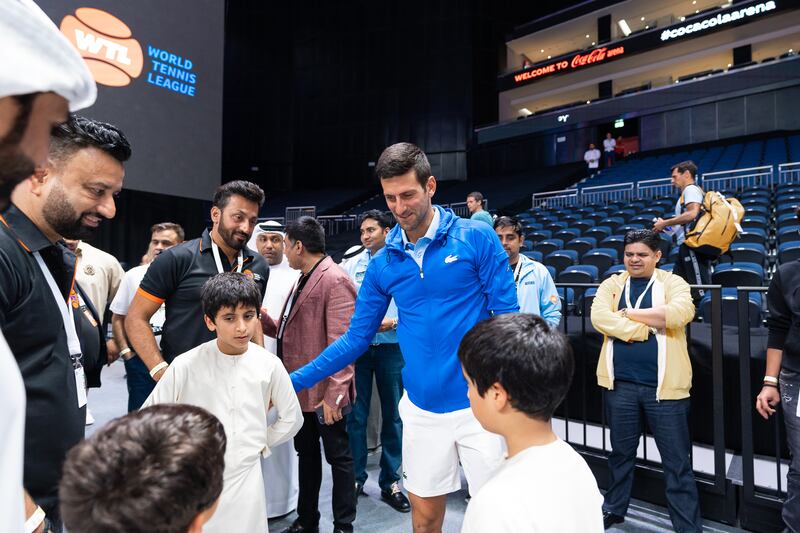 Novak Djokovic at the World Tennis League in Dubai. Photo: World Tennis League in Dubai