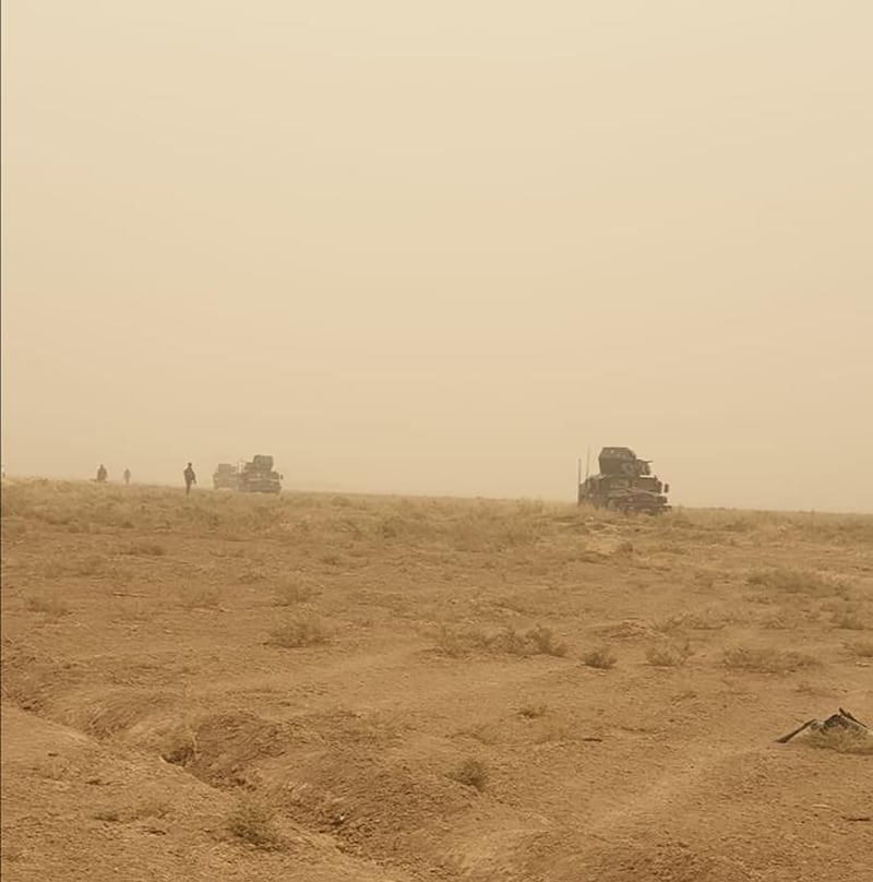 The job of security forces in Iraq has been made harder by extremes of weather. Videos shared by agencies on social media show soldiers near the Syria border struggling to cope with heavy dust storms.