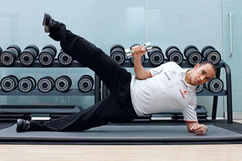 Lewis Hamilton undergoes a rigorous cardiovascular workout to keep fit for the track.