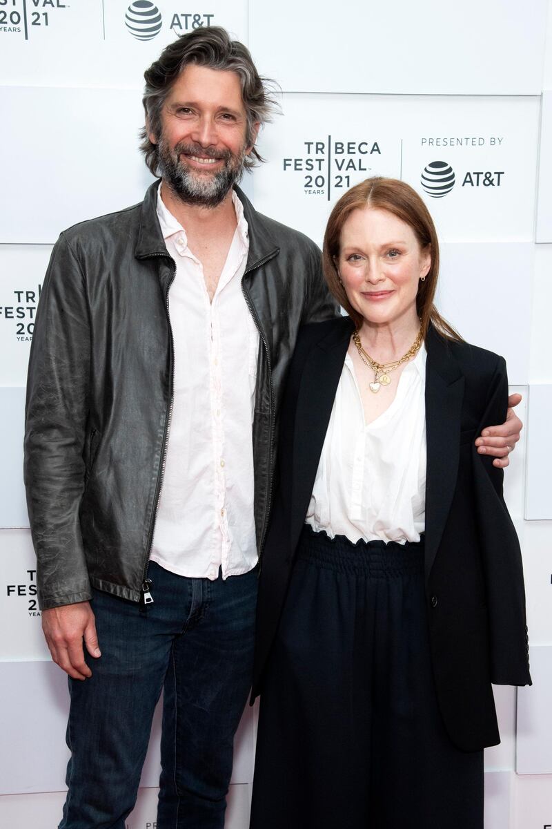 Bart Freundlich and Julianne Moore attend the premiere of 'With/In' during the 20th Tribeca Festival at Brookfield Place on Sunday, June 13, 2021, in New York. AP