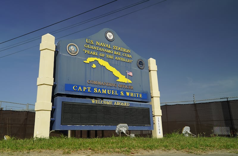 A welcome sign at US Naval Station Guantanamo Bay.