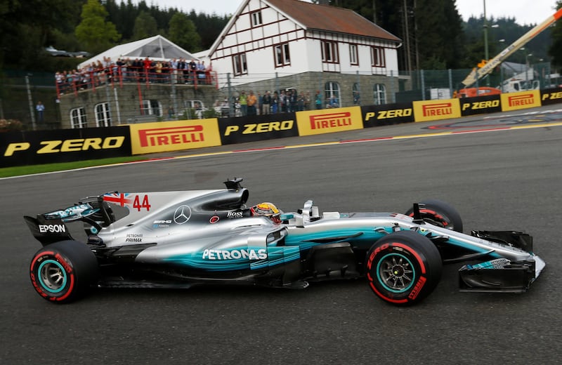 Formula One - F1 - Belgian Grand Prix - Spa-Francorchamps, Belgium - August 26, 2017   Mercedes' Lewis Hamilton in action during practice REUTERS/Francois Lenoir