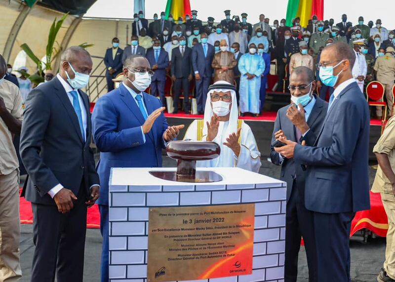 DP World and the government of Senegal have laid the first stone to mark the start of construction of the new Port of Ndayane. Photo: DP World