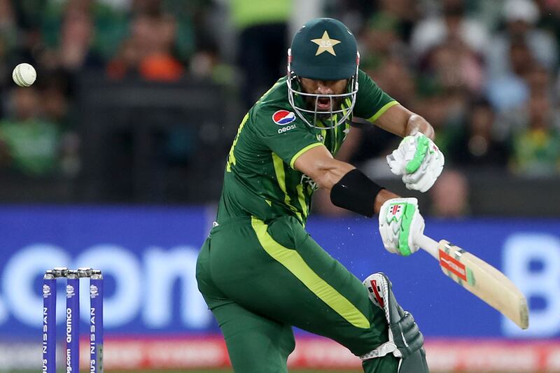 Pakistan's Shan Masood is beaten for pace. AFP