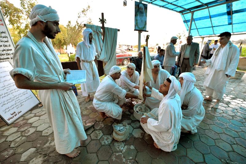 Followers of the Sabaean Mandean religious sect attend a cleansing ritual in the Tigris river on the on the occasion of Eid Al-Khalqeh (creation of the world) in Baghdad, Iraq. EPA