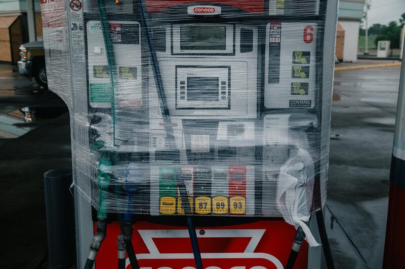 An empty gas pump at a closed ConocoPhilips gas station ahead of Hurricane Laura in Lake Charles, Louisiana, US. Bloomberg