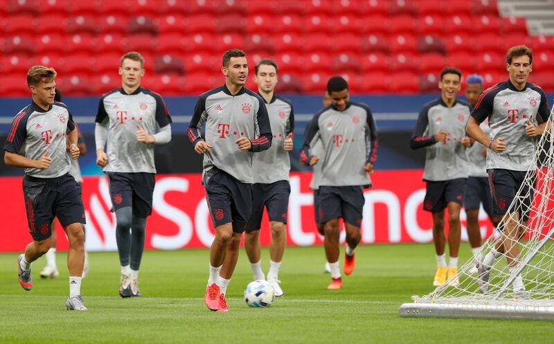 Bayern Munich players including French defender Lucas Hernandez. AFP