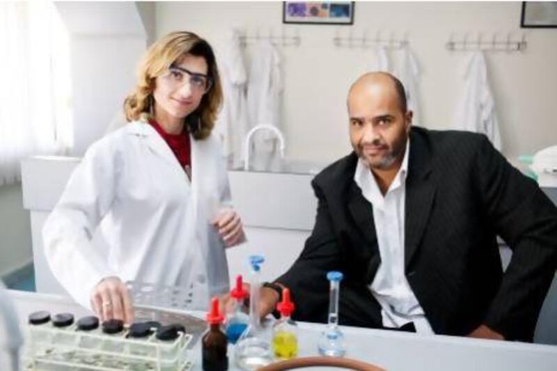 Dr Fatme Al Anouti and Dr Justin Thomas, assistant professors at the College of Arts and Sciences in Zayed University, who led the study on vitamin D deficiency and its relationship to depression. Andrew Henderson / The National