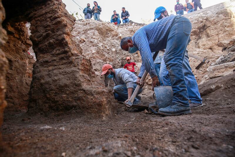 The ruins of a recently discovered Roman archaeological site in Amman, the capital of Jordan, are uncovered on the site of a water drainage system. AFP