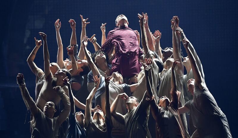 Italian singer Diodato performs during the first semi-final. EPA