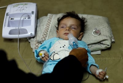 A child is treated for malnutrition at Al Awda health centre, in Rafah, southern Gaza. Friday's resolution condemned the starvation of civilians 'as a method of warfare'. Reuters
