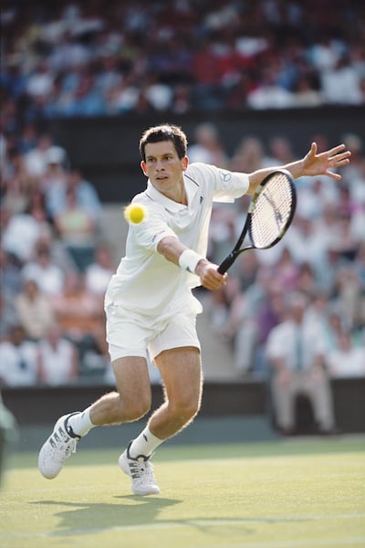 Tim Henman of Great Britain during his Men's Singles second round match of the Wimbledon Lawn Tennis Championship against Martin Lee on 27 June 2001 at the All England Lawn Tennis and Croquet Club in Wimbledon in London, England. (Photo by Clive Brunskill/Getty Images)