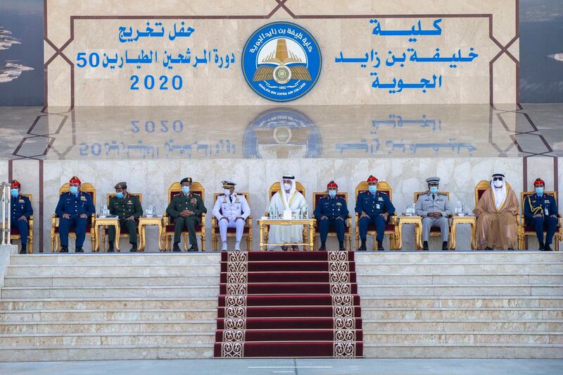 The graduation of air force cadets at the Khalifa bin Zayed Air College. 