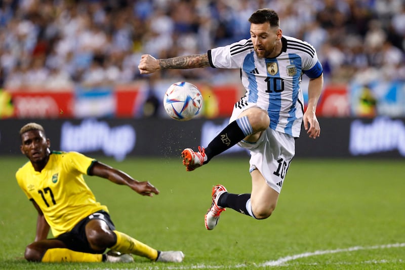 Argentina's Lionel Messi controls the ball during the match in the United States. AFP