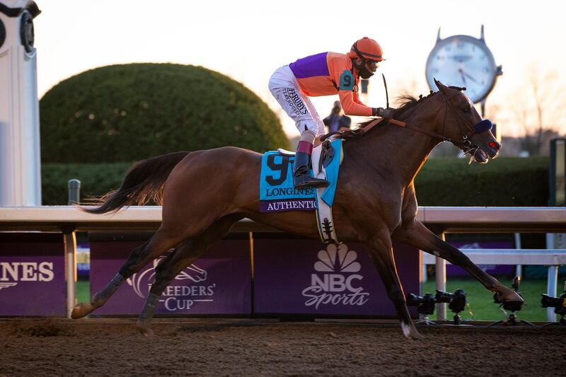 Authentic with John Velazquez wins the Breeders' Cup Classic. Reuters