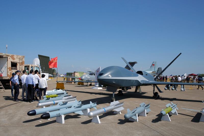 AVIC's Cloud Shadow Jet-power unmanned aerial vehicle is displayed during the 12th China International Aviation and Aerospace Exhibition. AP Photo